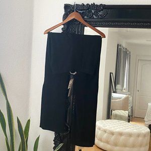 Gaze | Women's Black Ribbed Flare Knit High-Waisted Pants